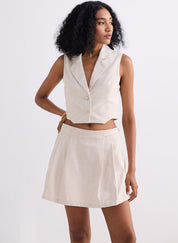 Cropped Cotton Tweed Vest