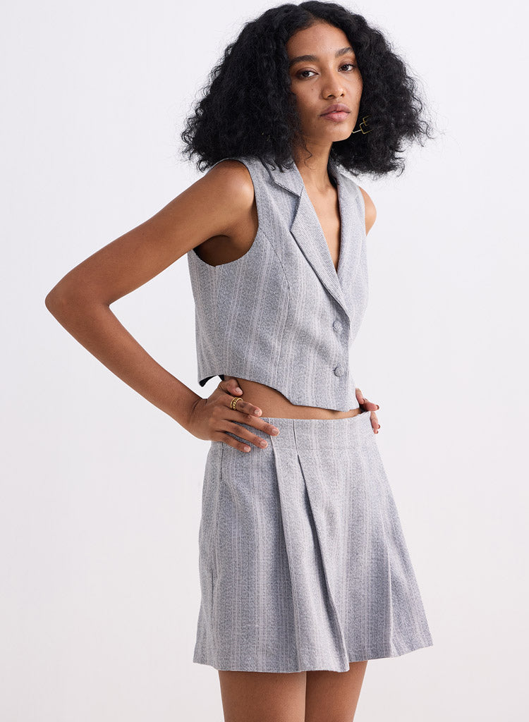 Cropped Cotton Tweed Vest