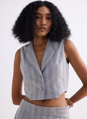 Cropped Cotton Tweed Vest