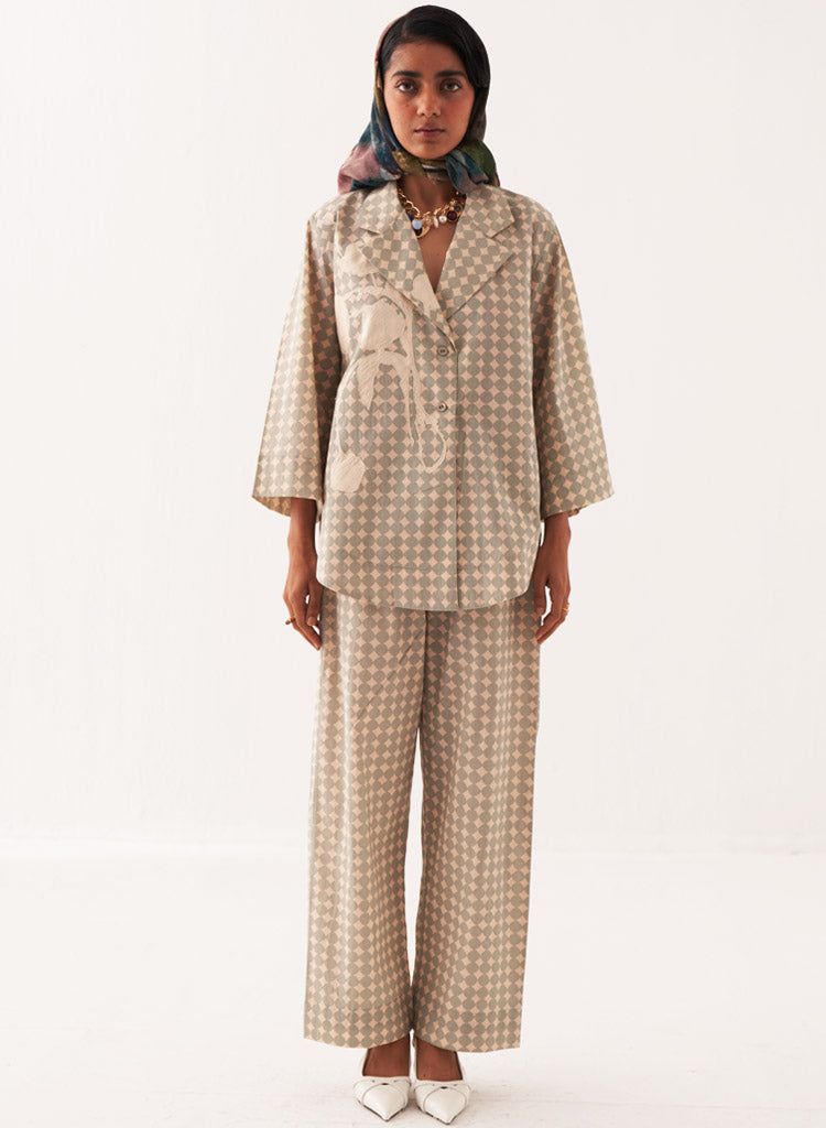 Cuboid Appliqué Jacket Shirt