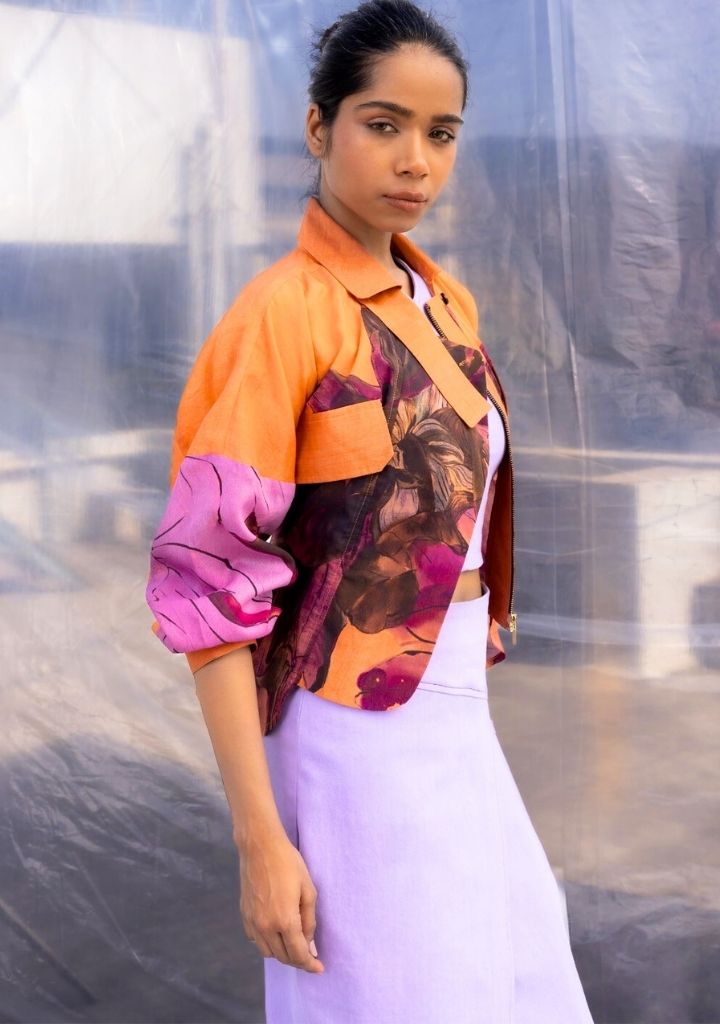 Dahlia Silk Biker Jacket