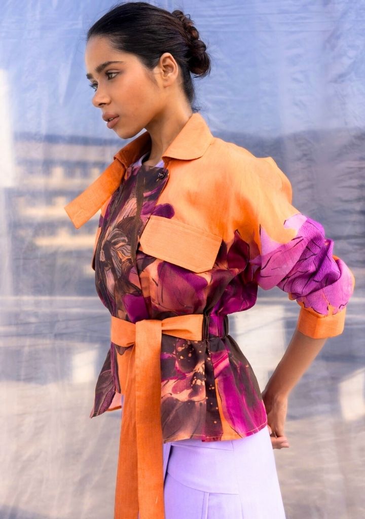 Dahlia Silk Biker Jacket