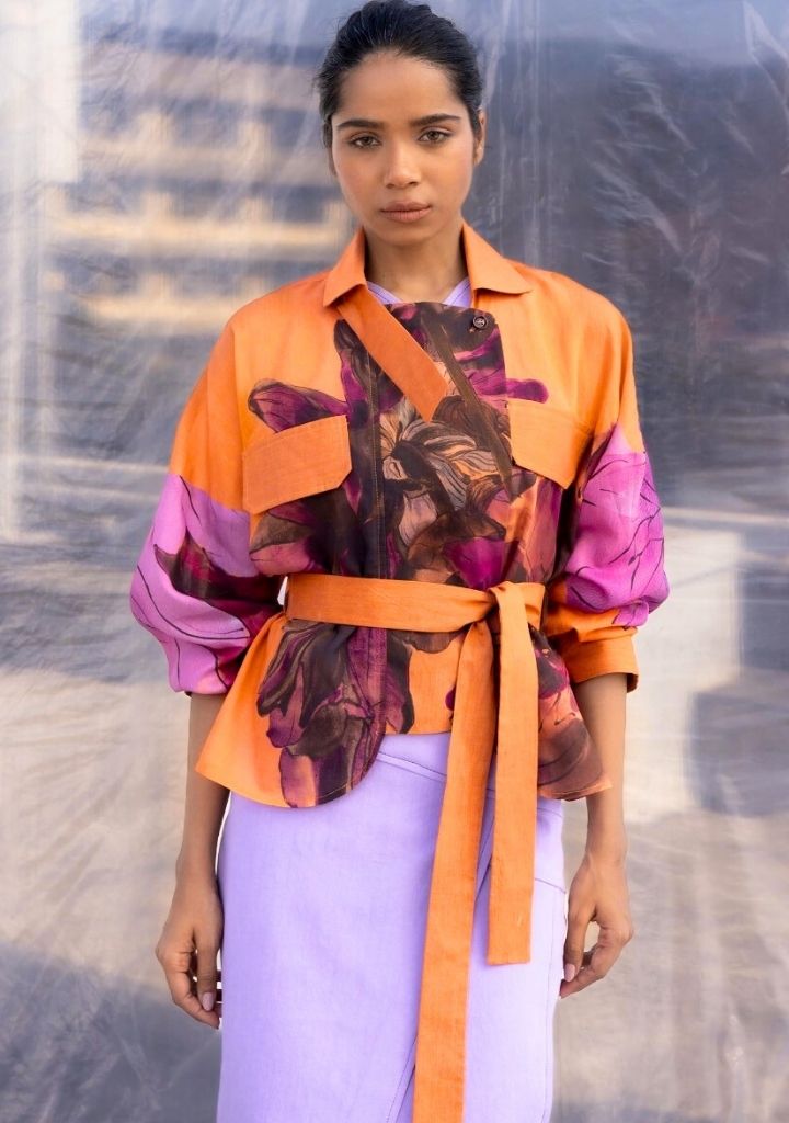 Dahlia Silk Biker Jacket