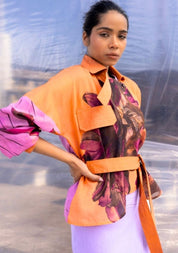 Dahlia Silk Biker Jacket