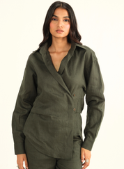 Dark Green Linen Shirt