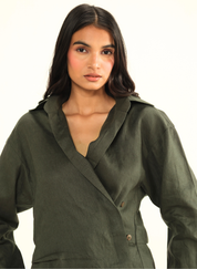 Dark Green Linen Shirt