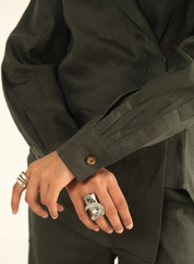 Dark Green Linen Shirt