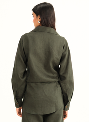 Dark Green Linen Shirt