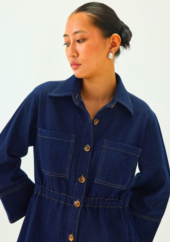 Denim Cinched Waist Jacket