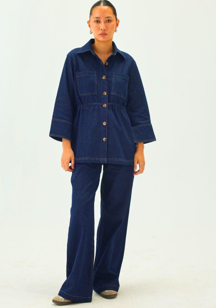 Denim Cinched Waist Jacket
