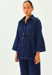 Denim Cinched Waist Jacket