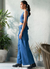 Denim Drift Tie-Up Top