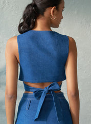 Denim Drift Tie-Up Top