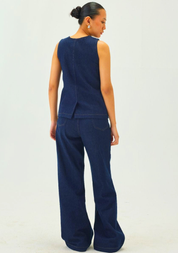Denim Oval Neck Waistcoat
