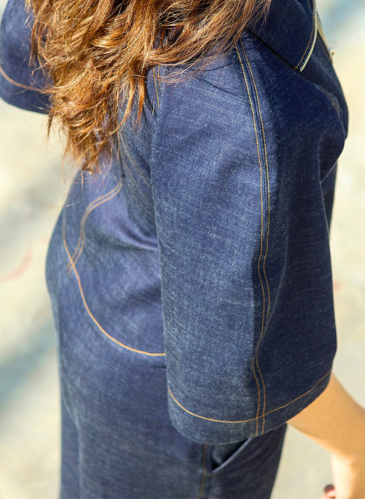 Denim Zip Top