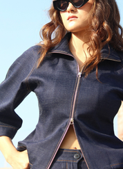 Denim Zip Top