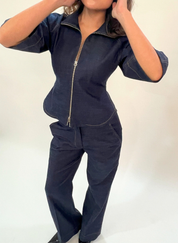 Denim Zip Top