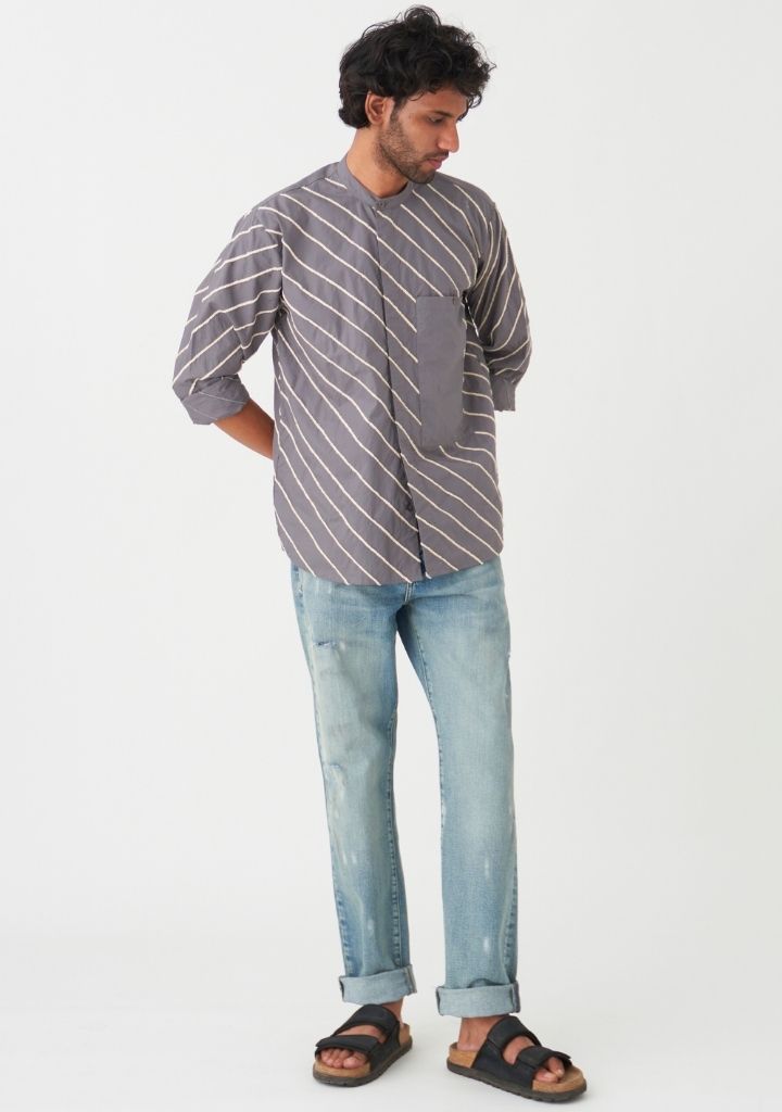 Diagonal Embroidered Shirt