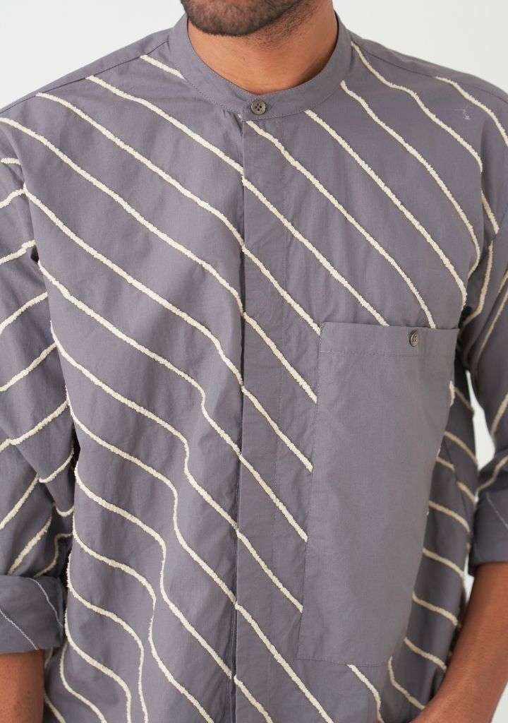 Diagonal Embroidered Shirt