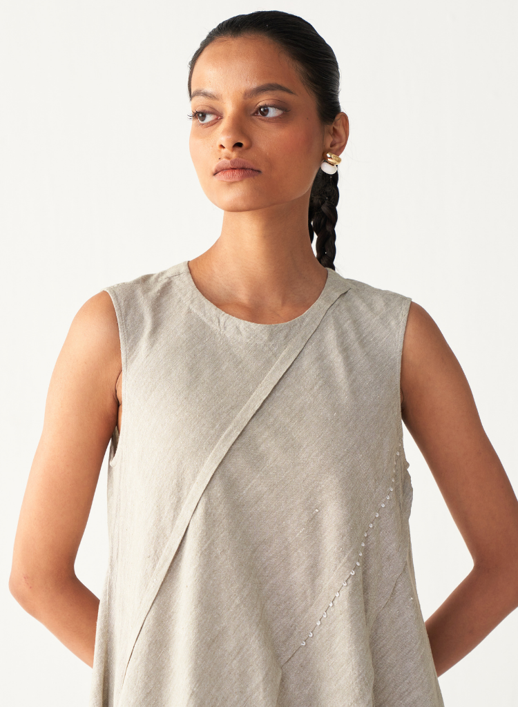 Diagonal Pleat Dress