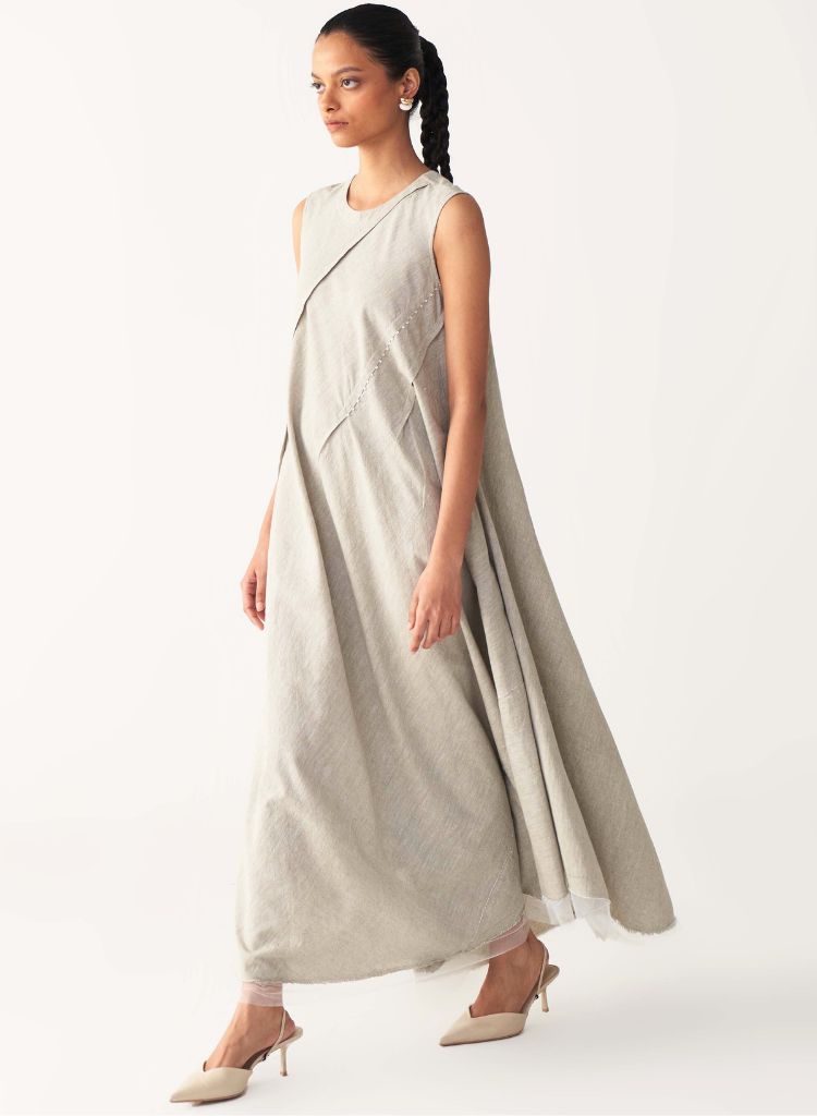 Diagonal Pleat Dress