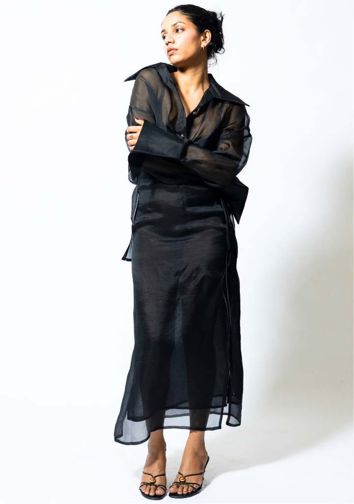 Double Layer Organza Midi Skirt