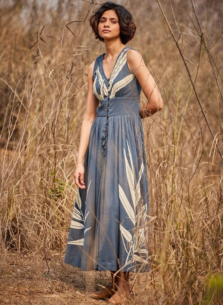 Dove grey midi dress | cotton dress | grey printed cotton dress XS Dove grey midi dress | cotton dress | grey printed cotton dress XS