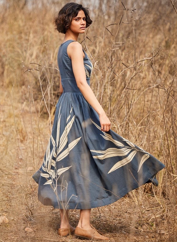 Dove grey midi dress | cotton dress | grey printed cotton dress XS Dove grey midi dress | cotton dress | grey printed cotton dress XS