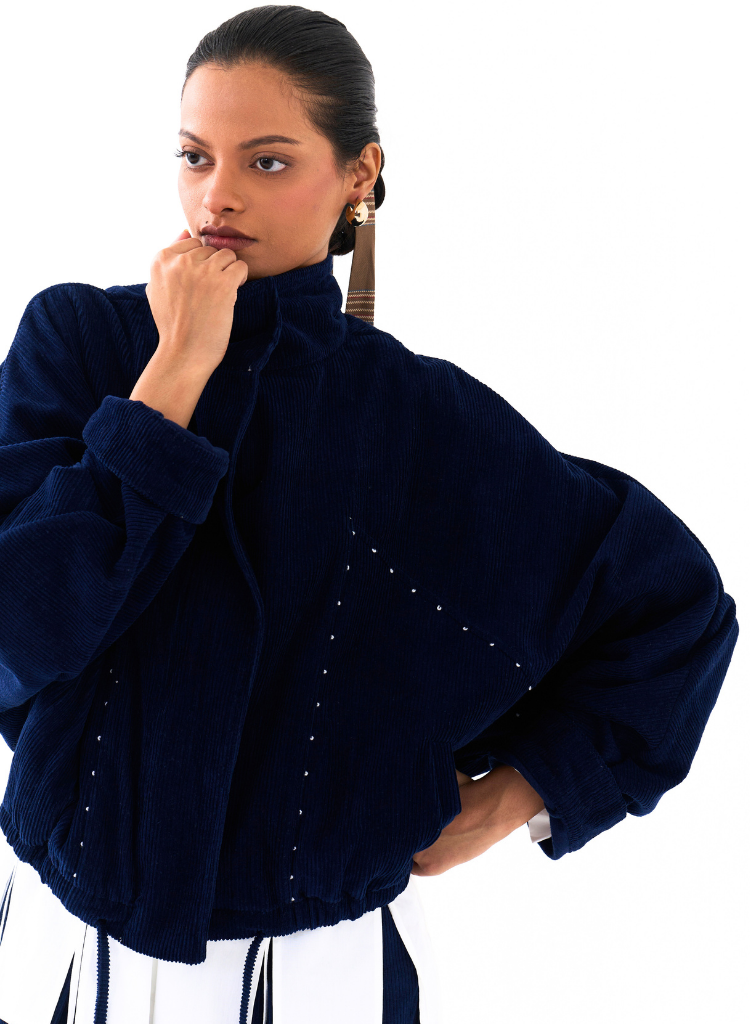 Drawstring Bomber Jacket Set