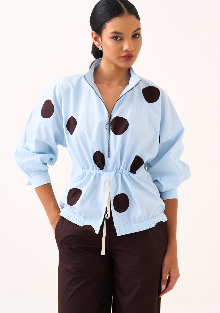 Drawstring Polka Top Set