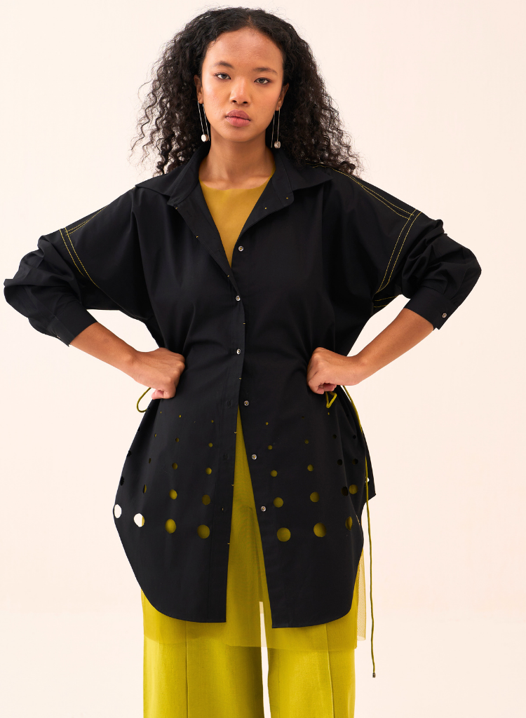 Cutout Drawstring Shirt