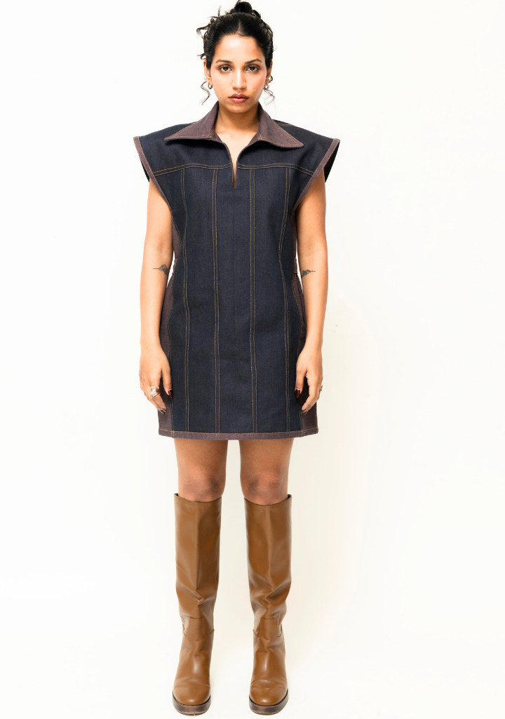 Dual-Tone Mini Dress