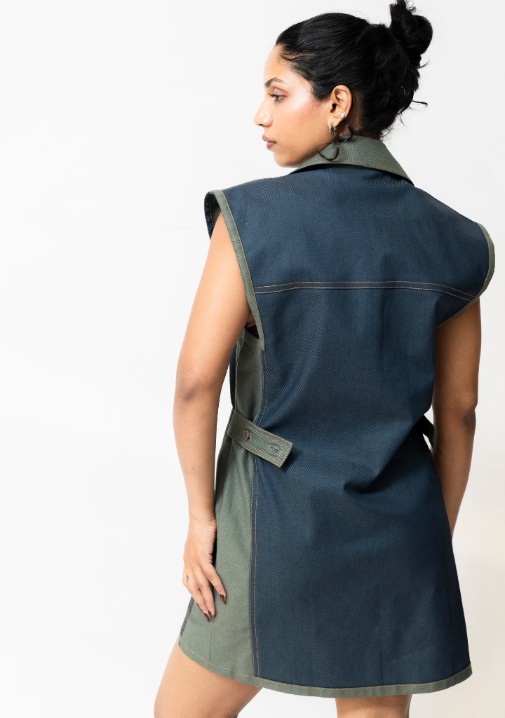 Dual-Tone Mini Dress