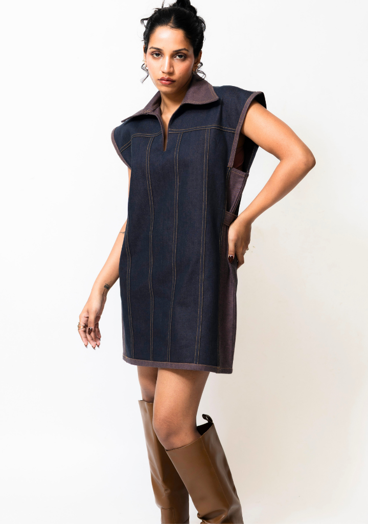 Dual-Tone Mini Dress