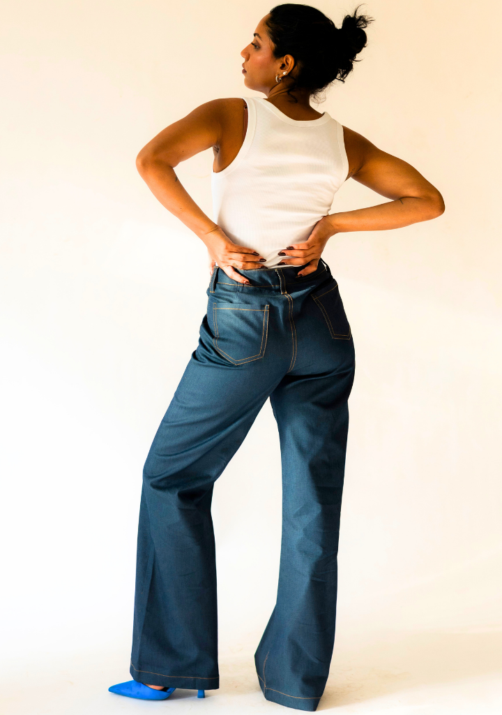 Dual-Tone Denim Pants