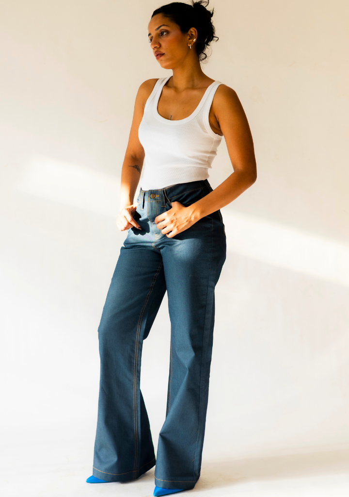 Dual-Tone Denim Pants