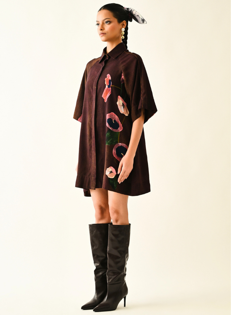 Earth Bloom A-line Short Dress