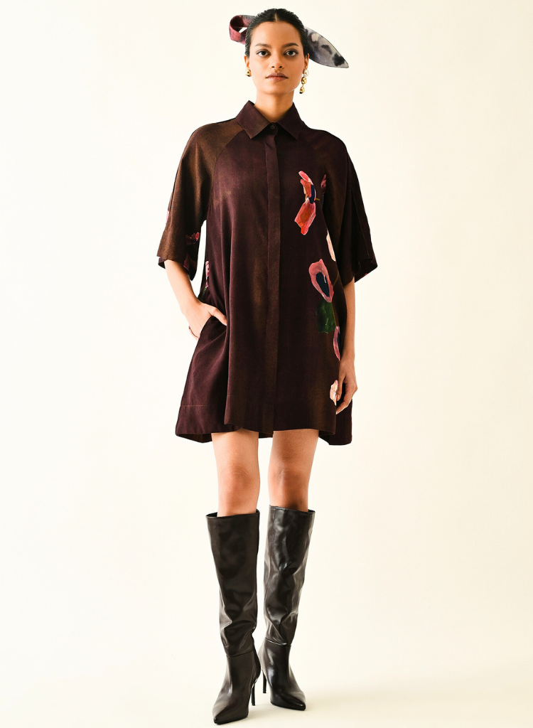 Earth Bloom A-line Short Dress