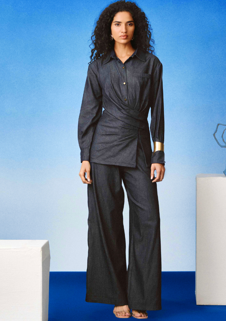Echo Draped Denim Set