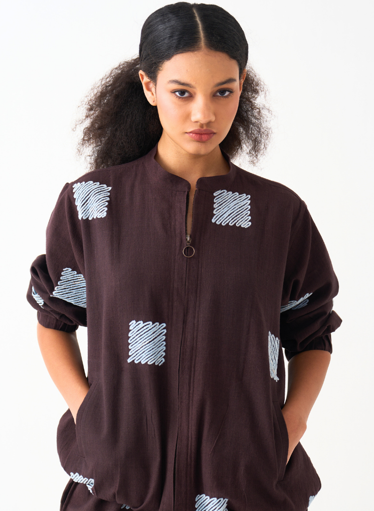 Emb Bomber Jacket Set