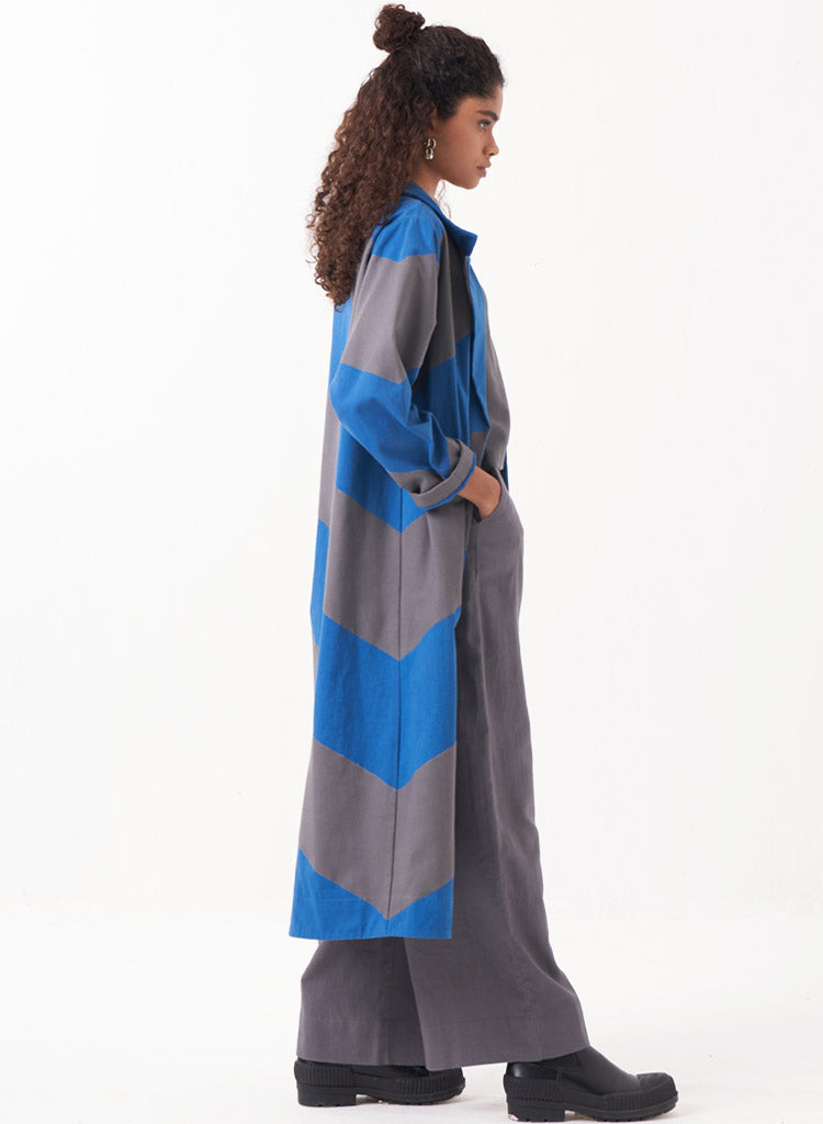 Emb Diagonal Jacket Top Set