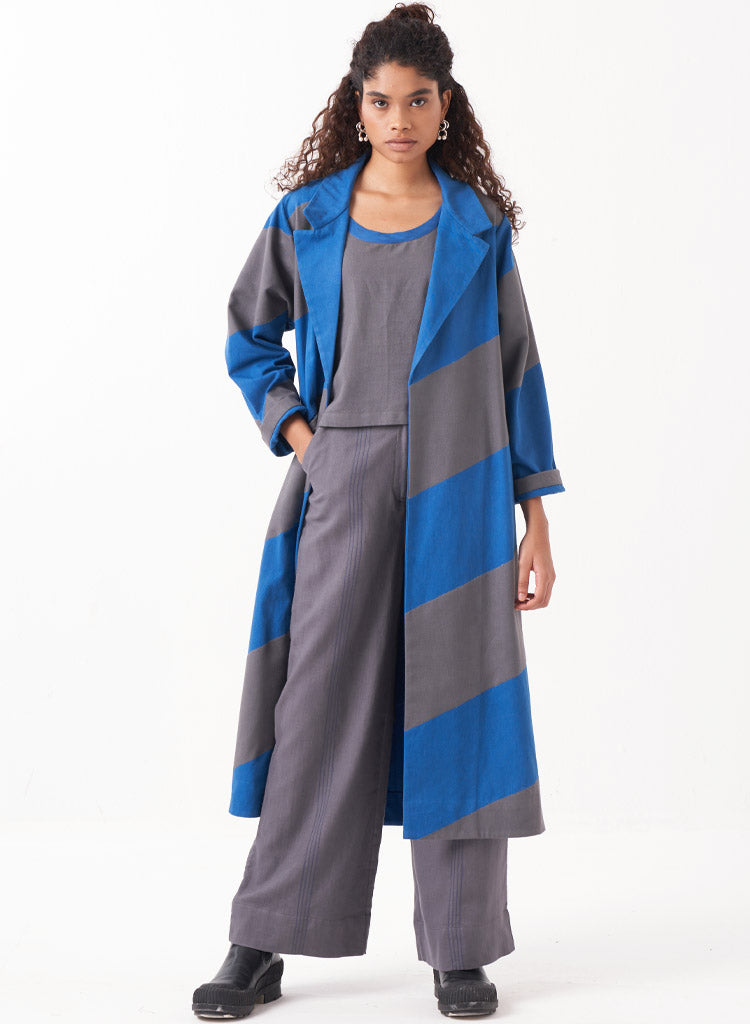 Emb Diagonal Jacket Top Set