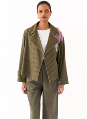 Emb Floral Patch Jacket