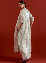 Emb. Gather Neck Shirt Set