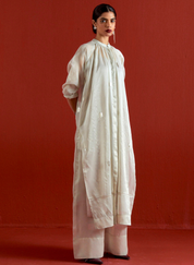 Emb. Gather Neck Shirt Set