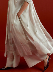 Emb. Gather Neck Shirt Set