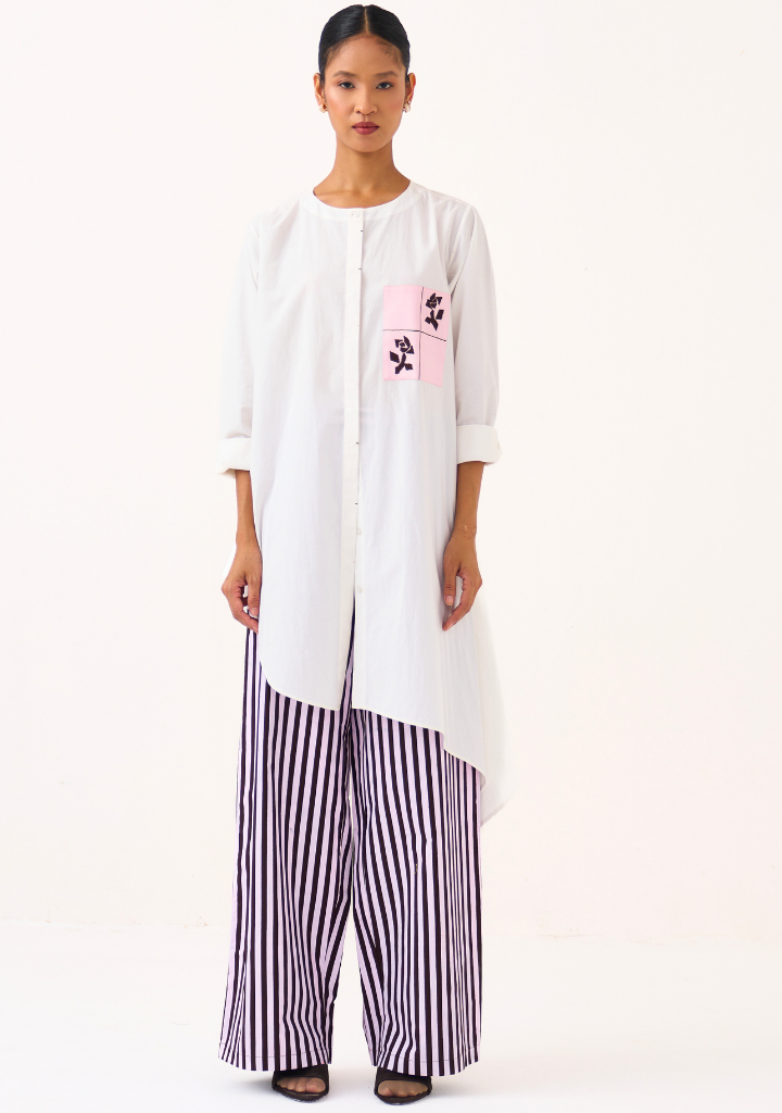 Emb. Patch Asymmetric Shirt