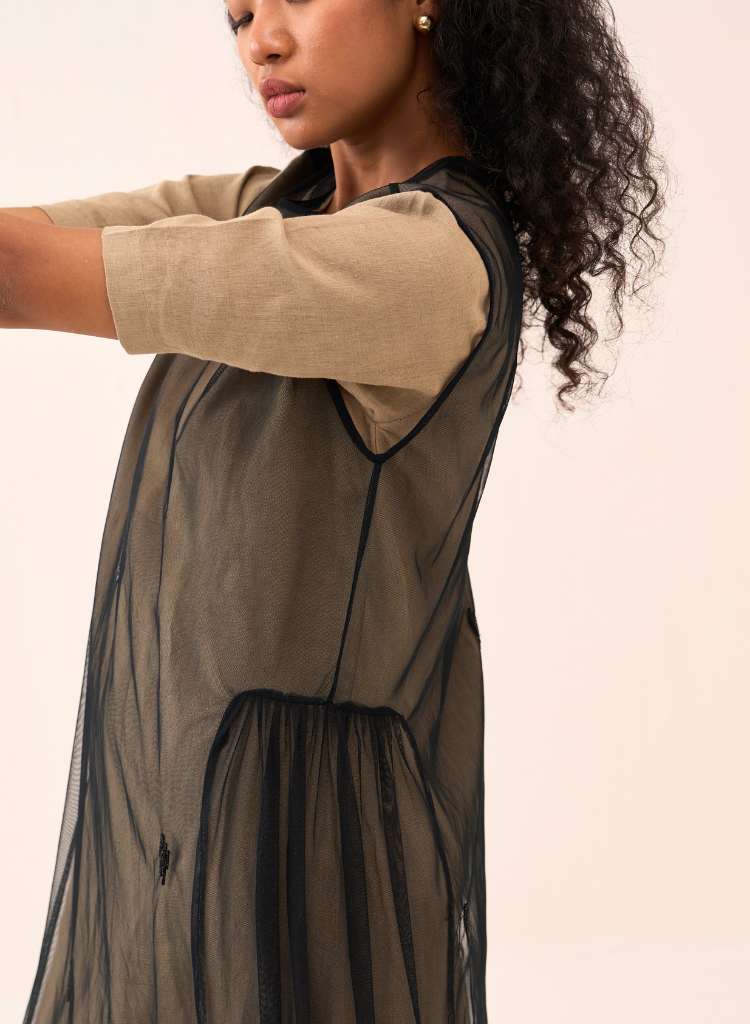 Emb Side Gather Dress