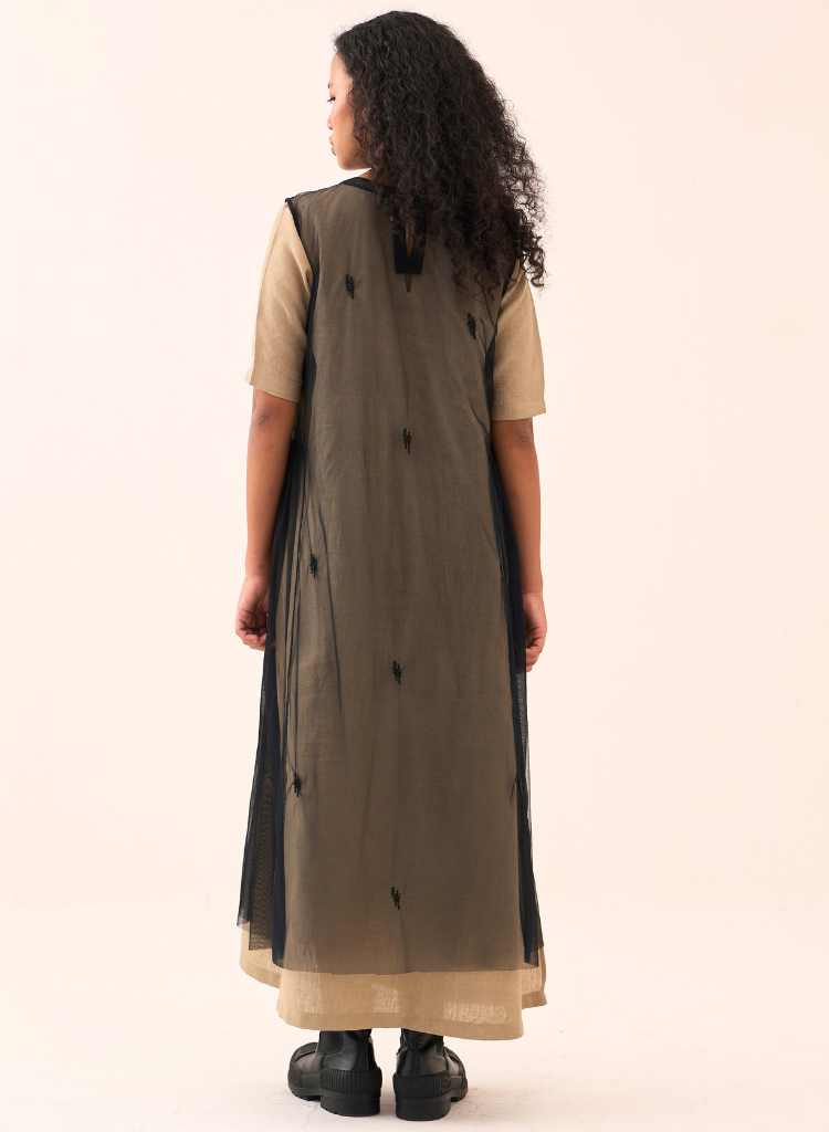 Emb Side Gather Dress