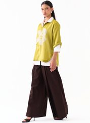 Emb V Neck Top